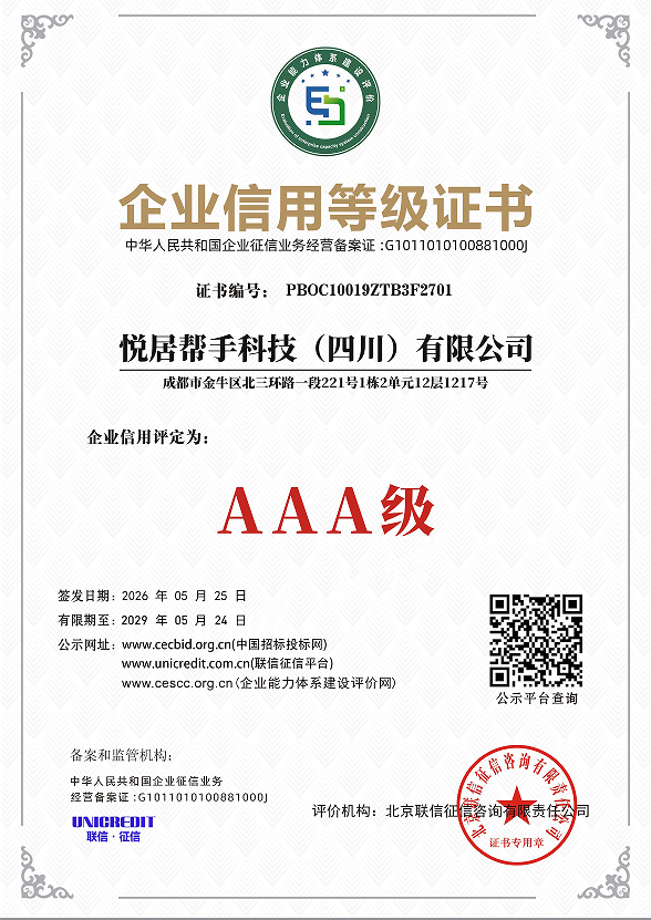 企业信用等级证书